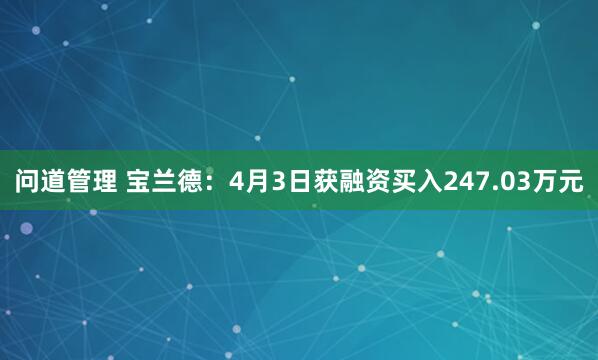 问道管理 宝兰德：4月3日获融资买入247.03万元