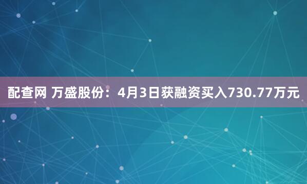 配查网 万盛股份：4月3日获融资买入730.77万元
